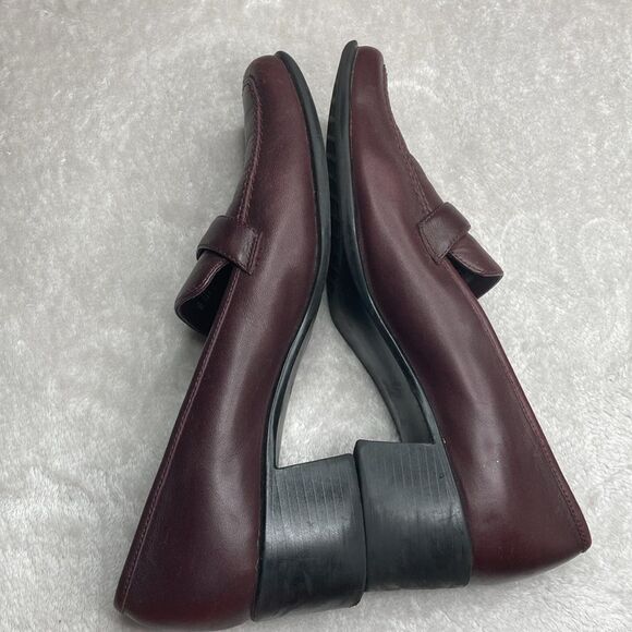 LAURA SCOTT 10 Loafer Burgundy Oxblood Leather Slip-on Heel Buckle Comfort Shoes - Picture 7 of 11